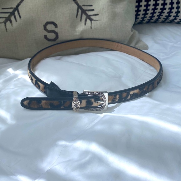 Vintage 90s Brighton belt size S/28. Black leather with animal print inset. - Picture 1 of 2
